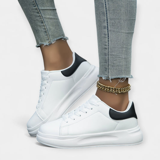 Stela - Białe Skórzane Buty Sportowe