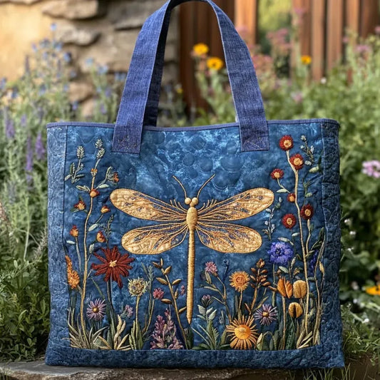 Tote Bag z Złotymi Ważkami i Podszewką