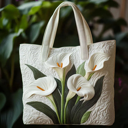 Biała torba z poduszką w motyw lilii calla