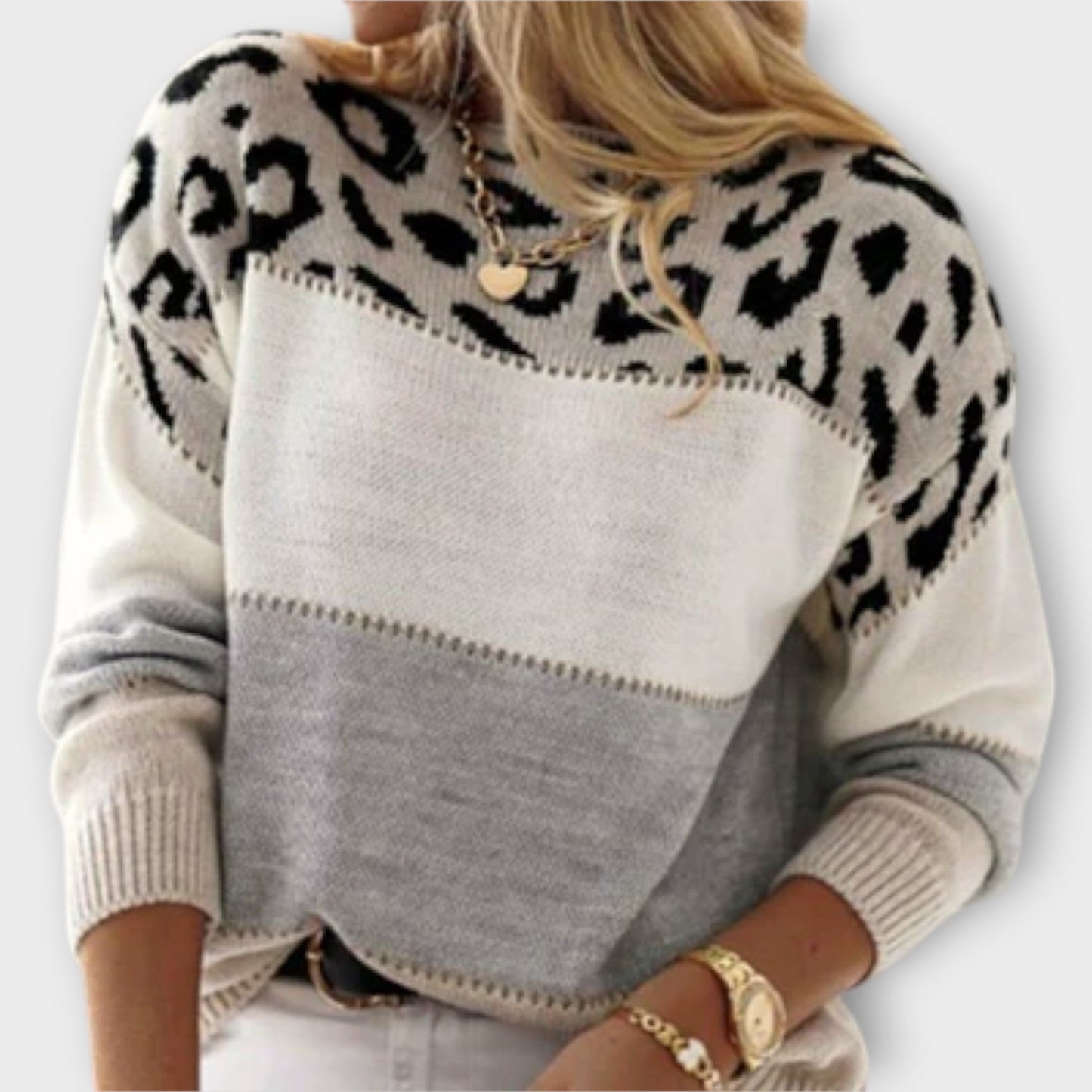 Cheyenne - Luźny sweter w leopardzi wzór