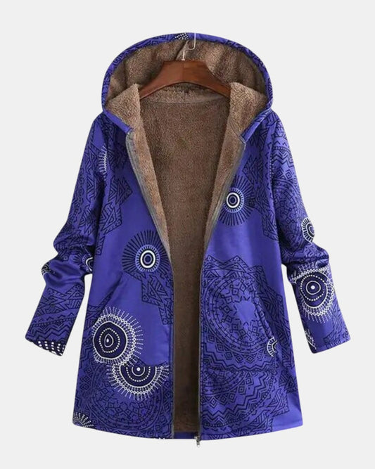Luna - Granatowa Mandala Fleece Hoodie