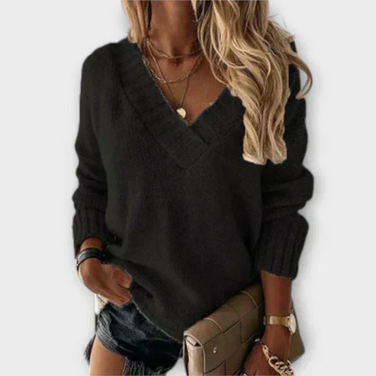 Carolina - Wygodny sweter z dekoltem w serek