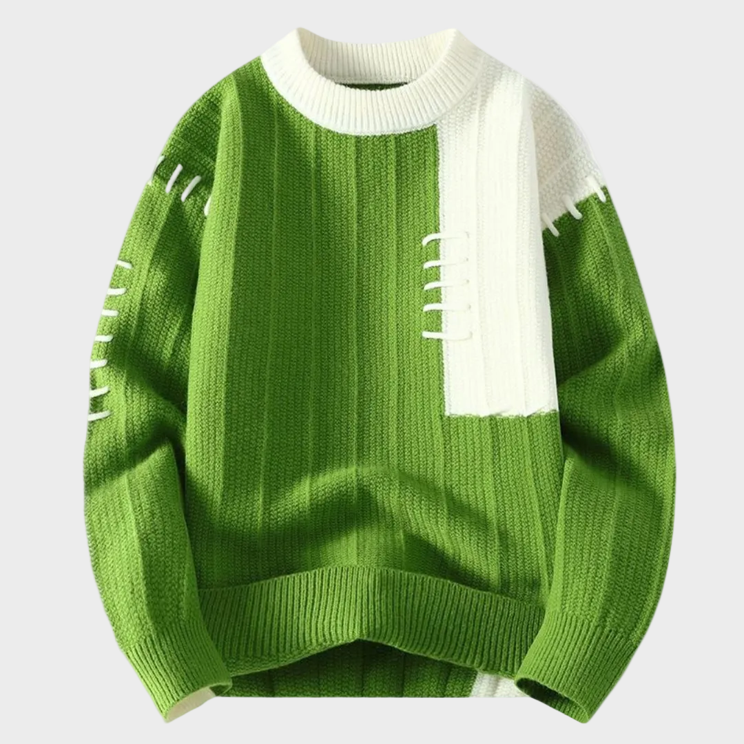Sweter z Szyciowymi Akcentami w Dwóch Kolorach