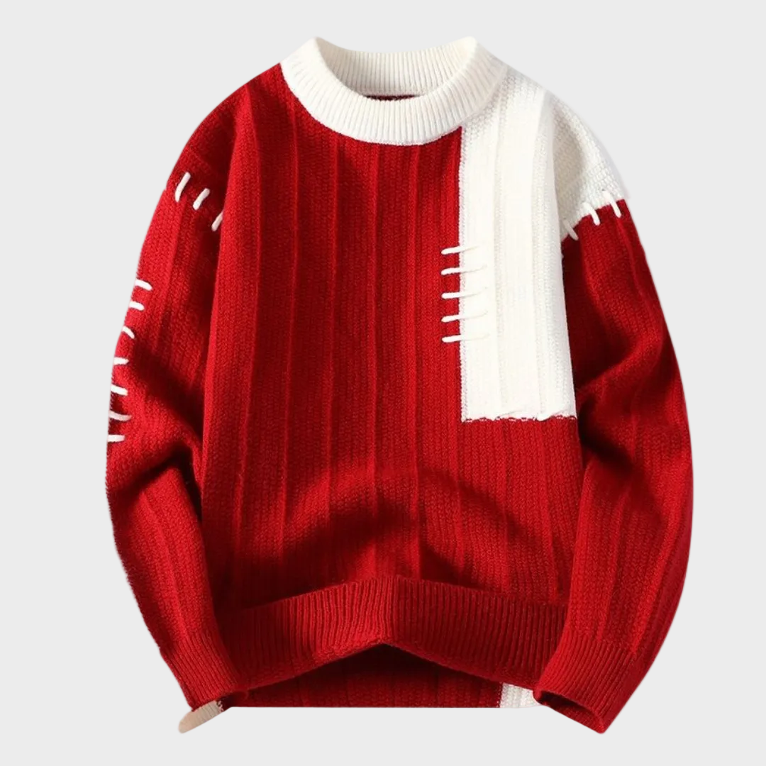 Sweter z Szyciowymi Akcentami w Dwóch Kolorach