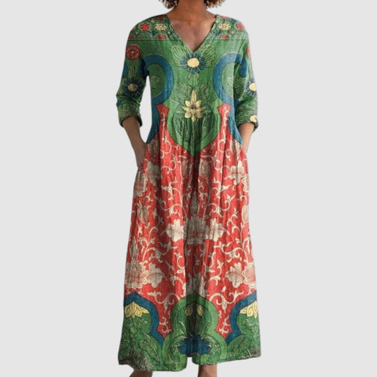 Sára - Vintage kwiatowa sukienka Maxi