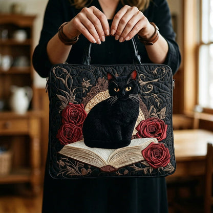 Czarna pikowana torba tote